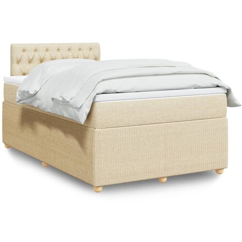 VidaXL Krevet s oprugama i madracem krem 120 x 200 cm od tkanine Slike