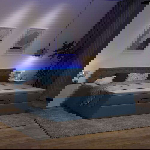 vidaXL Otomanski posteljni okvir z vzmetnico moder 160x200 cm blago Cene