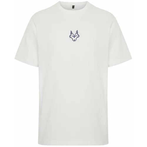 Trendyol Ecru Regular/Normal Fit Wolf Embroidered 100% Cotton T-Shirt