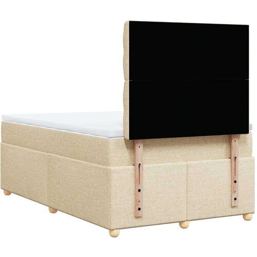 VidaXL Krevet s oprugama i madracem krem 120 x 200 cm od tkanine Slike