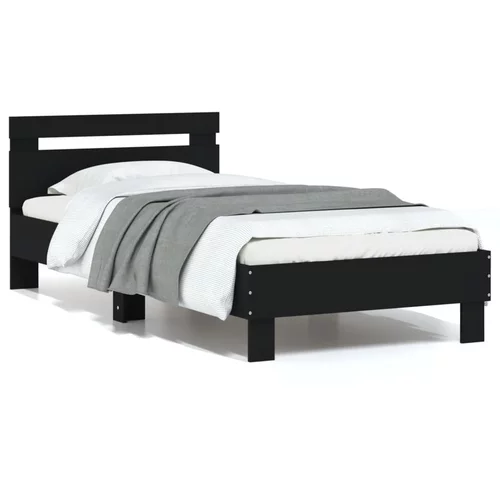 vidaXL Okvir kreveta s uzglavljem crni 90x190 cm od konstruiranog drva