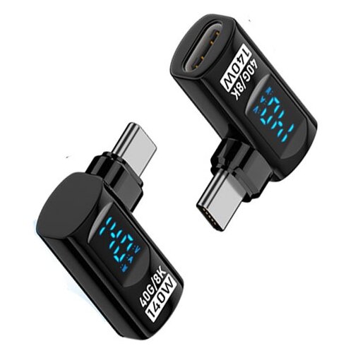 INF 140W TYPE-C ženski na TYPE-C mo&scaron;ki adapter s prikazovalnikom - črna (2 kosa), (5000291518) Cene
