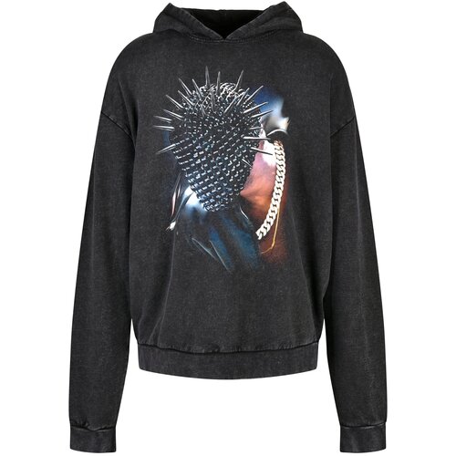 MT Upscale Thorned Mask Oversize Hoody Black with Acid Wash Slike