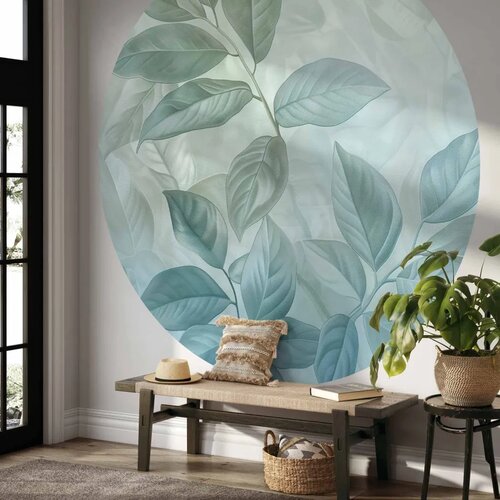  Okrugla fototapeta - Mint leaves: large botanical motif 180x180 Slike