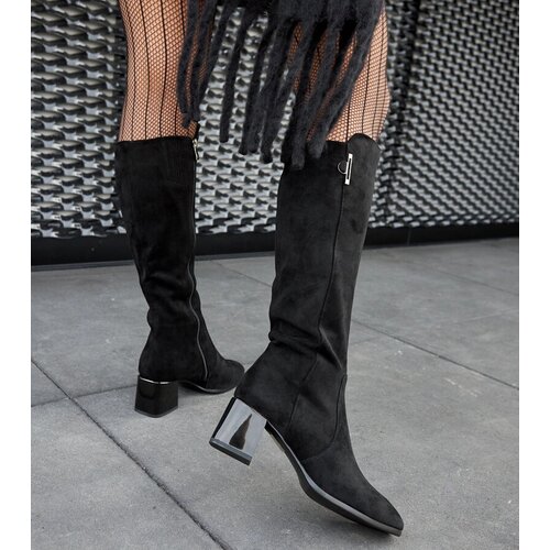 Gemre Black boots on a lacquered heel natural leather Cerignale Cene