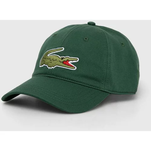 Lacoste Bombažna bejzbolska kapa zelena barva