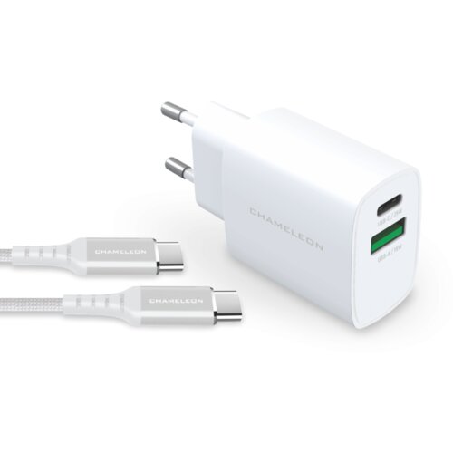 Chameleon Hi&amp;scaron;ni polnilec 25W/18W GaN (PD 3.0, PPS in QC 3.0), 2-portni (USB in USB-C) Slike