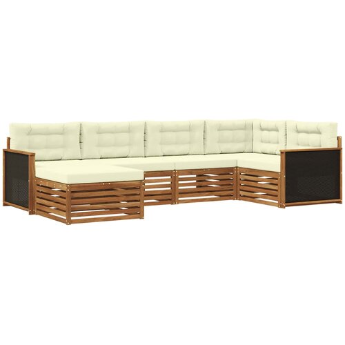  Set vanjskih sofa 6 kom. Prirodna i krem Smeđa Slike