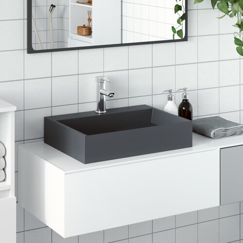 vidaXL Umivalnik 50x38x11 cm liti mineral/ liti marmor antracit Cene