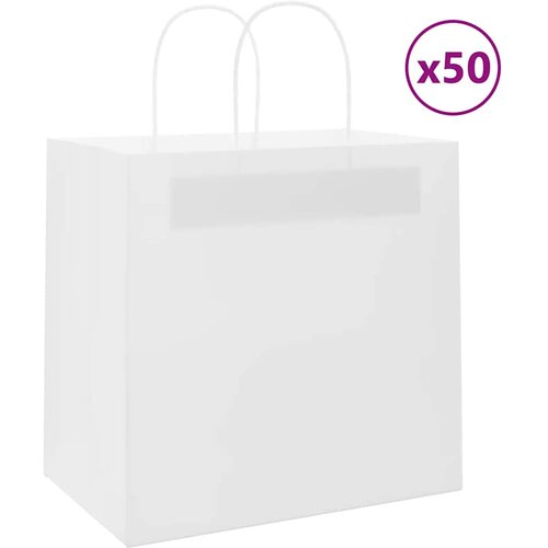 vidaXL Papirnate vrečke 50 kosov z ročaji bela 26x17x25 cm Cene