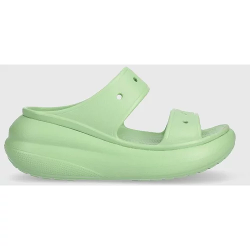 Crocs Natikači Classic Crush Sandal ženski, zelena barva, 207670