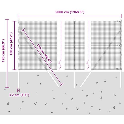 VidaXL Zavarena ograda s 13 stupova Siva 1,2x50 m Čelik Slike