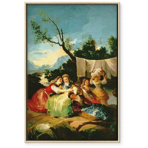  Slika - Francisco Goya &amp;ndash; The Washerwomen 80x120 U prirodnom drvenom okviru Slike