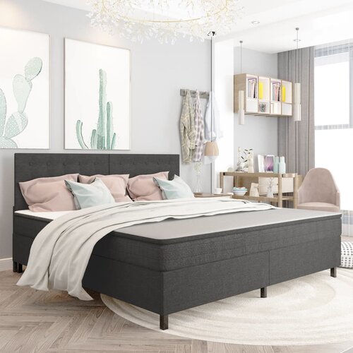 VidaXL Boxspring postelja temno siva iz blaga 200x200 cm Slike