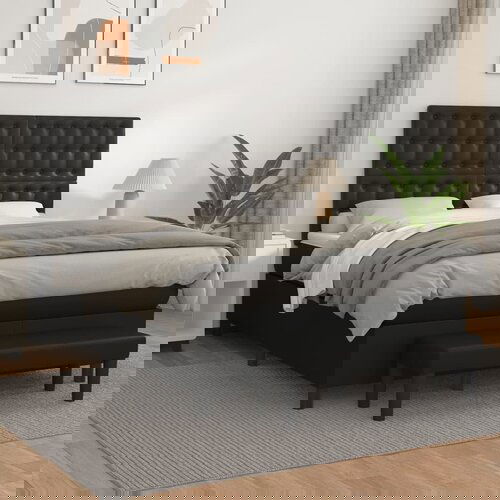  The Living Store Box spring postelja z vzmetnico črn 140x190 cm umetno usnje - Box Spring Postelja, (21457883) Slike