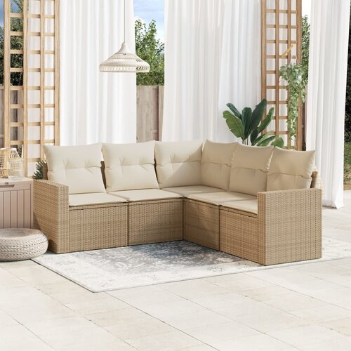  5-dijelni vrtni set sofa s jastucima bež od poliratana Cene