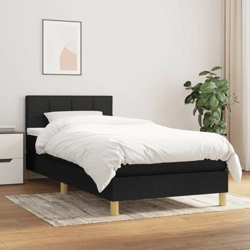  Box spring postelja z vzmetnico črna 90x200 cm blago, (20724269)