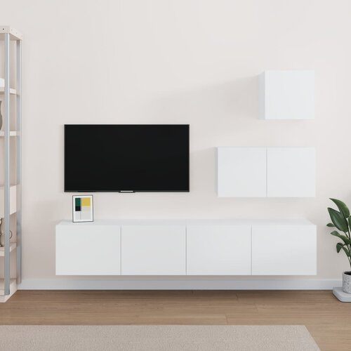  4-dijelni set TV ormarića bijeli od konstruiranog drva Slike