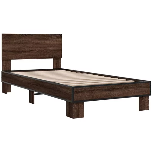 vidaXL Okvir za krevet smeđi hrast 100x200cm konstruirano drvo i metal