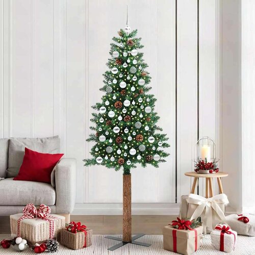 vidaXL Ožja jelka med 300 LED Zelena 210 cm PVC in trden bor Cene