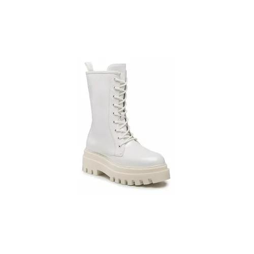 Calvin Klein Jeans Pohodni čevlji Flatform LAceup Boot Patent YW0YW00852 Bela