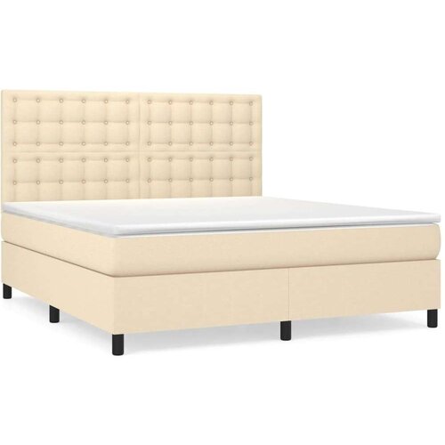  Krevet s oprugama i madracem krem 160x200 cm od tkanine Slike