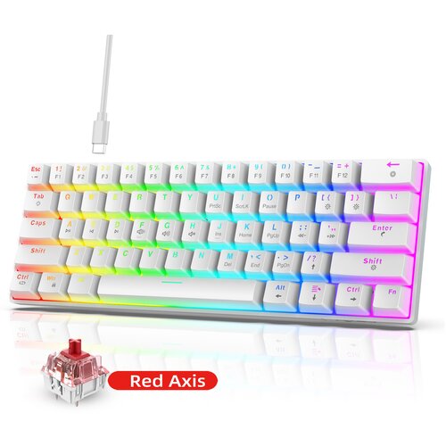 INF Mehanska tipkovnica z 61 tipkami - Bela RGB osvetljena tipkovnica z možnostjo vroče menjave, (21562148) Cene