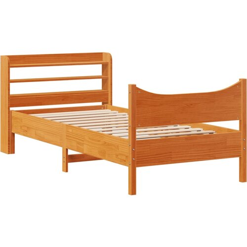Maison Chic Posteljni okvir - Enojna postelja - Postelja za odrasle z vzglavjem vo&amp;scaron;čeno rjava 75x190 cm borovina, (21696926) Slike