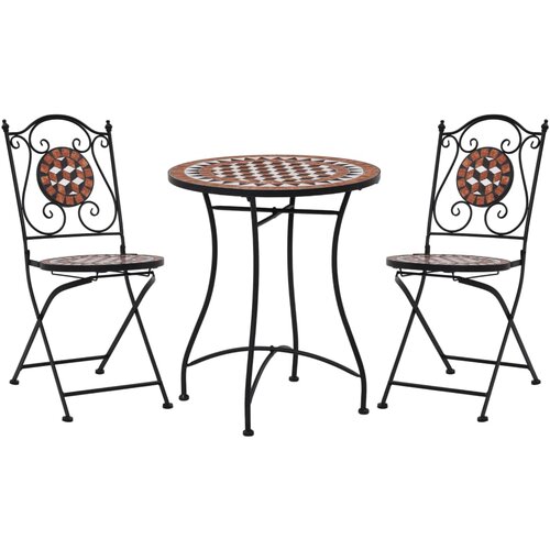 Bistro 3-dijelni mozaični bistro set s keramičkim pločicama boje cigle Cijene
