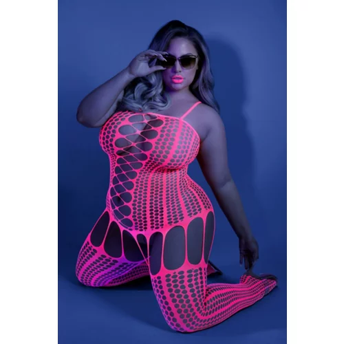 Glow Neon ružičasti catsuit Hypnotic, curvy