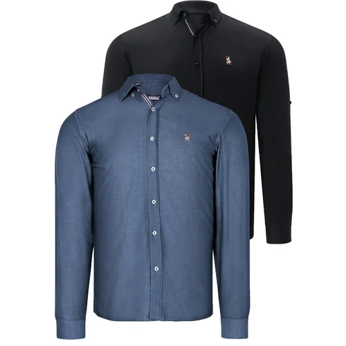 Dewberry DUAL SET G674 MENS SHIRTS-BLACK-OIL