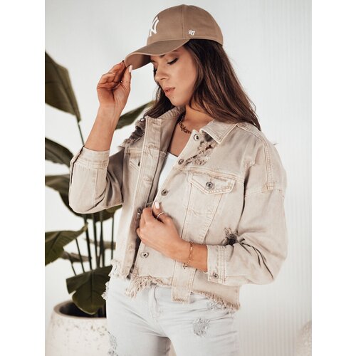 DStreet MOLI women's oversize denim jacket dark beige Cene