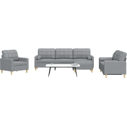  4-dijelni set sofa s tabureom jastucima svjetlosivi od tkanine Cijene