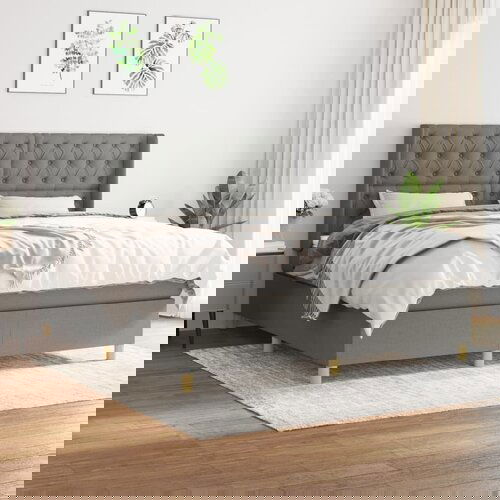 The Living Store Box spring postelja z vzmetnico temno siva 160x200 cm blago - Box Spring Postelja, (21515275) Slike
