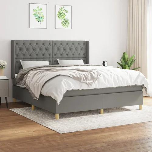 The Living Store Box spring postelja z vzmetnico temno siva 160x200 cm blago - Box Spring Postelja, (21515275)