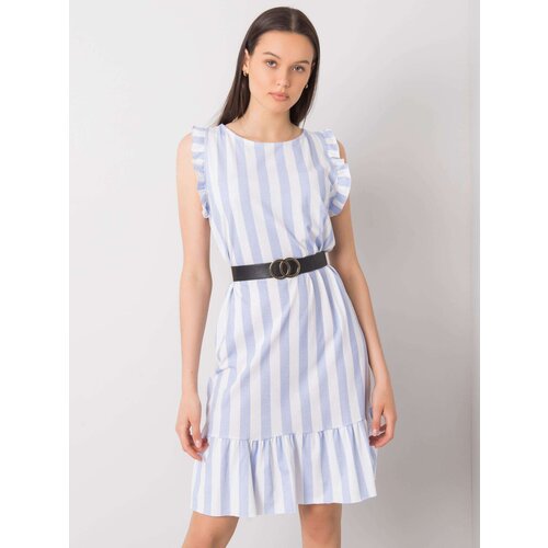 Fashion Hunters Light blue striped dress with frill Slike