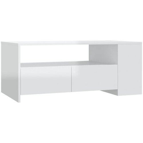 Maison Chic Klubska mizica - kavna mizica - Nizka mizica visok sijaj bela 102x55x42 cm konstruiran les, (21752829) Slike