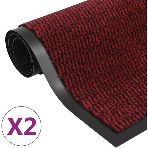 vidaXL Otirači za prašinu 2 kom pravokutni čupavi 80 x 120 cm crveni