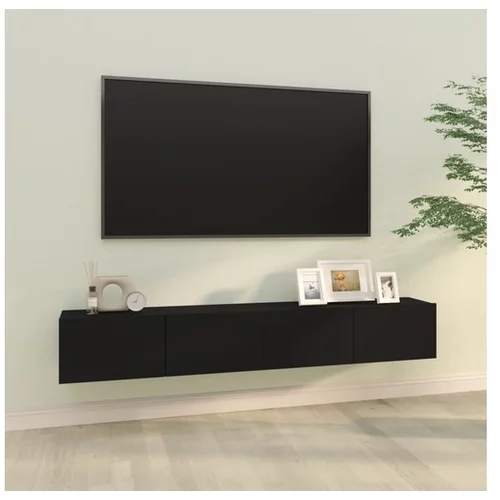  Stenska TV omarica 2 kosa črna 100x30x30 cm inženirski les