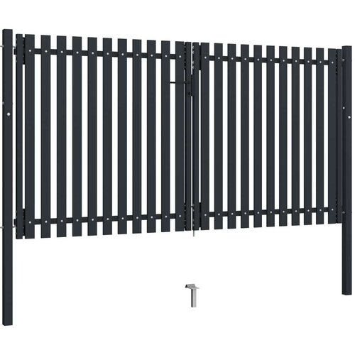  Dvostruka vrata za ogradu od čelika 306 x 200 cm antracit Slike