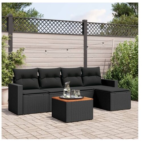 vidaXL 6-dijelni set vrtnih sofa s jastucima crni od poliratana Cijene