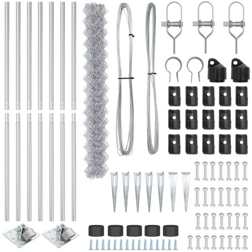 vidaXL Ograda od lanca s 7 Spike Posts 1.5x10 m Pocinčan čelik Cijene