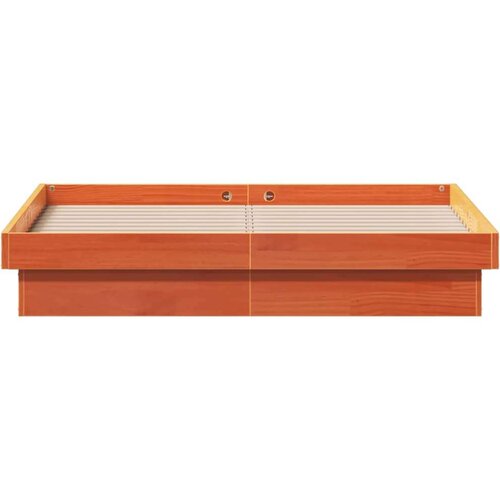 VidaXL LED okvir kreveta vo&amp;scaron;tano smeđi 120x190 cm od masivne borovine Slike