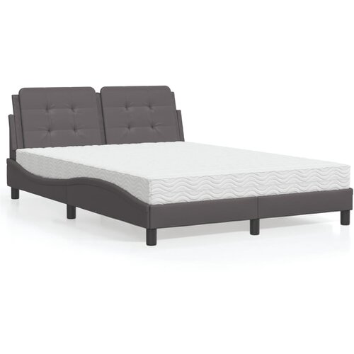  The Living Store Postelja z vzmetnico siva 140x190 cm umetno usnje - Postelja, (21440339) Slike