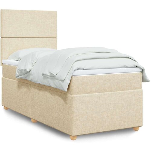 VidaXL Okvir kreveta s oprugama i madrac krem 80x200 cm od tkanine Slike