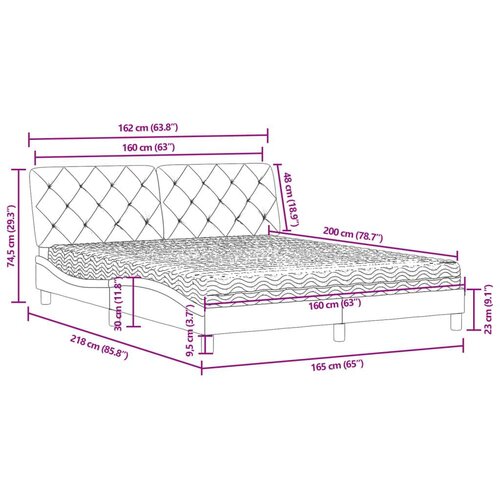 VidaXL Krevet s madracem svjetlosivi 160x200 cm bar&amp;scaron;unasti Slike