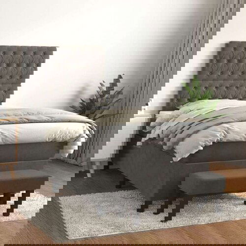 Box spring krevet s madracem tamnosivi 90x200 cm bar&amp;scaron;unasti Slike