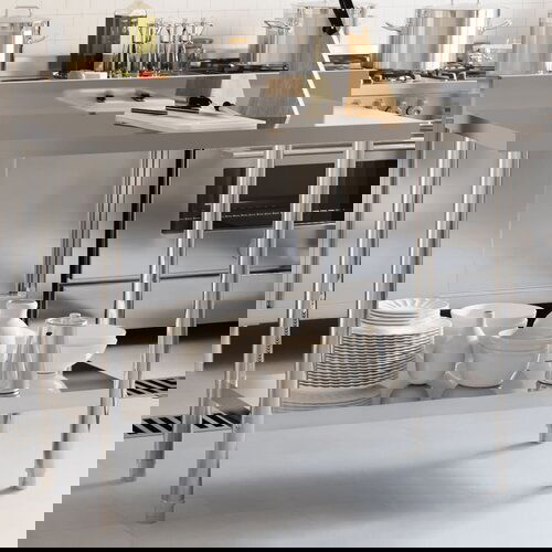 vidaXL Kuhinjska delovna miza z zaščitno ploščo 110x55x93 cm jeklo Cene