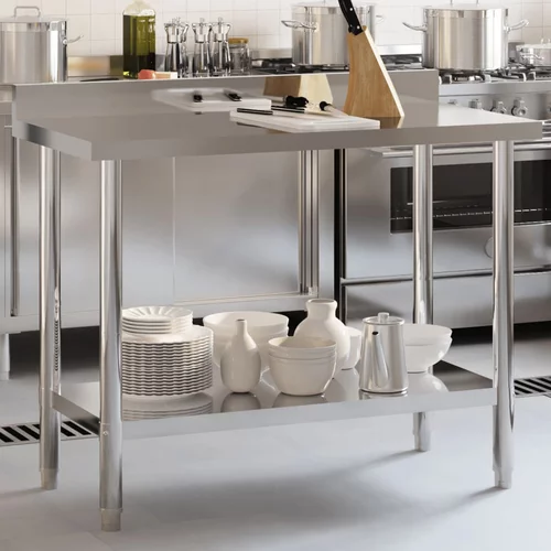 vidaXL Kuhinjska delovna miza z zaščitno ploščo 110x55x93 cm jeklo