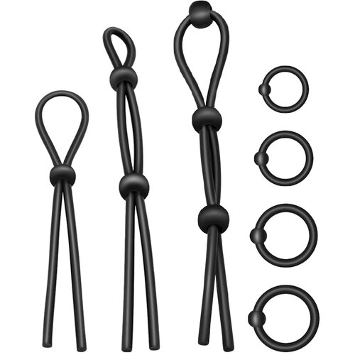Addicted Toys Flexible Silicone Cock Ring Set 7 Pieces Black Slike